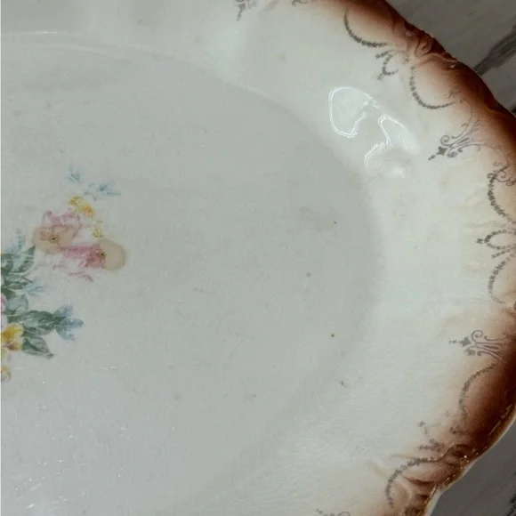 Antique Victorian Floral Oblong Porcelain Platter Stamped “Small Meat Platter 7” - Picture 4 of 7